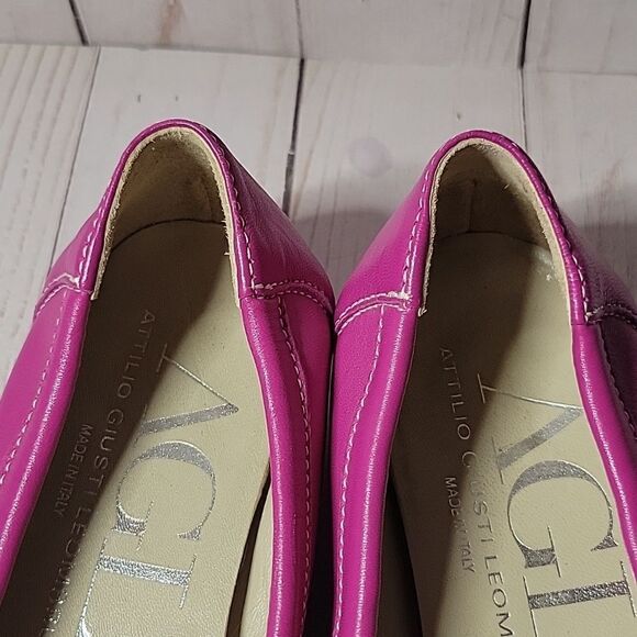 AGL ATTILIO GUISTI LEOMBRUNI 35 EU 5 US Ballet Flats Fuchsia Pink Leather ITALY - Picture 8 of 13